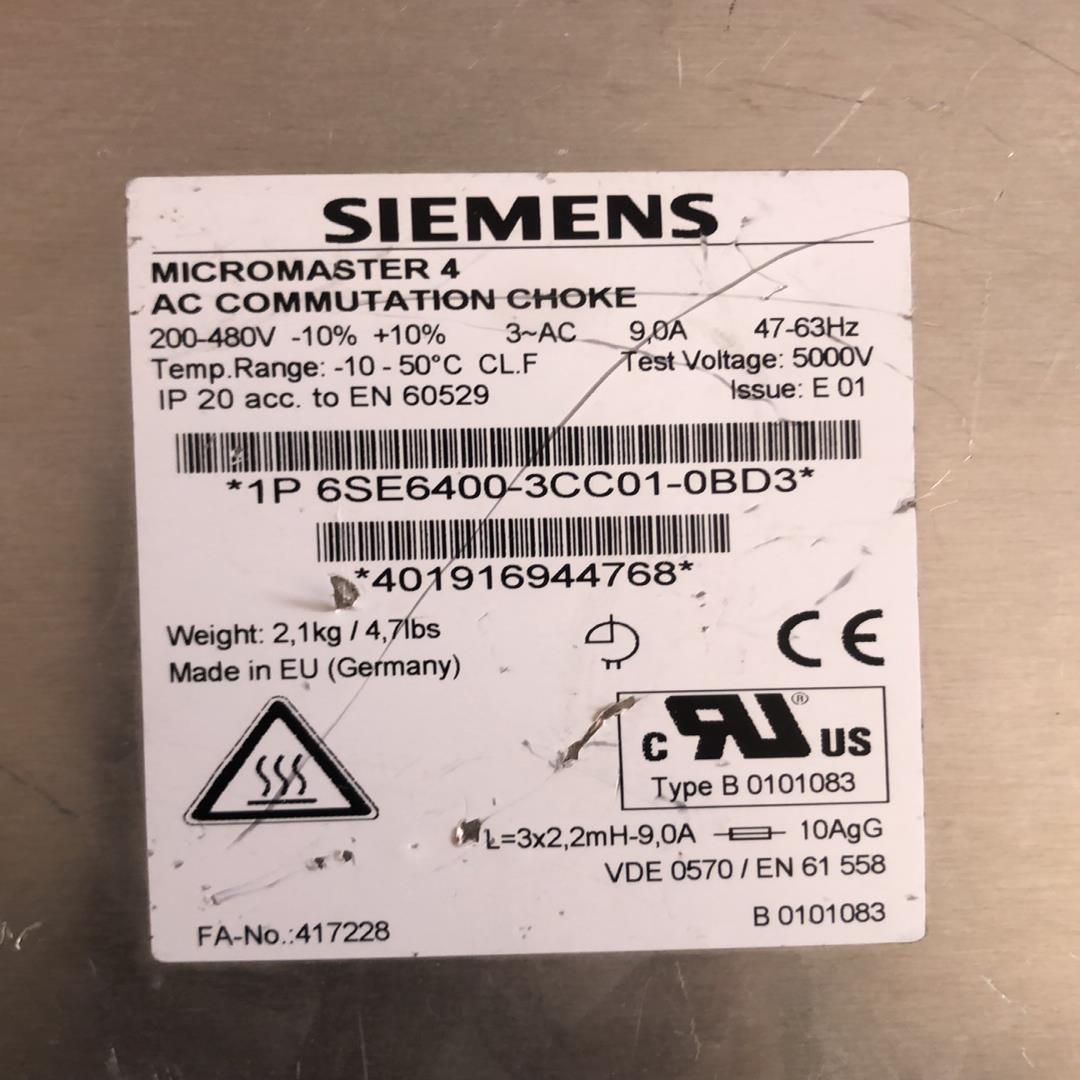 （设备配件）西门子6SE6400-3CC01-0BD3变频器电抗器