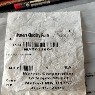 WAT025604 waters沃特世不锈钢管路接头 全新未