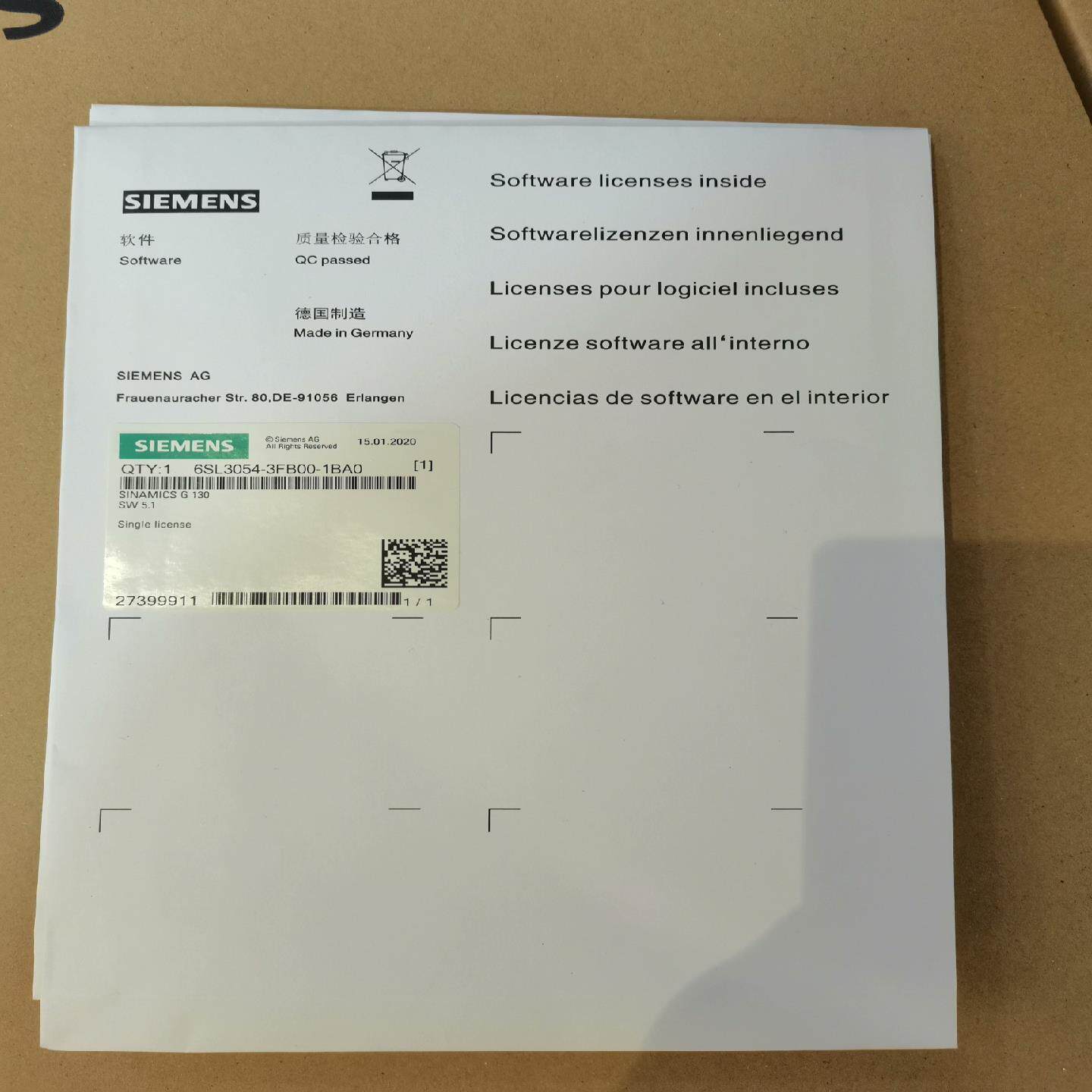 [德峰]西门子G130 CF卡6SL3054-3FB00-1BA0