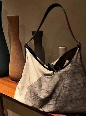 LEN植物印染歌颂者流浪包大容量托特包松弛感软手提单肩大包包女