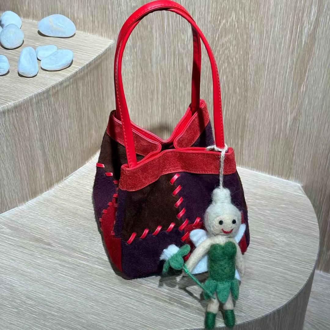 复古手工缝制磨砂牛皮菜篮子包包撞色骰子包手拎小包单肩斜挎包包,箱包皮具/热销女包/男包,托特包,淘宝优惠券,粉丝福利购,淘宝优惠卷