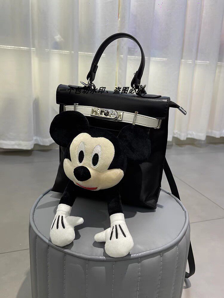 可爱米奇撞色牛津布凯莉背包小号双肩包小书包拼接可斜挎单肩休闲