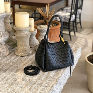 手工编织真皮小号降落伞包日常百搭文艺手拎菜篮子包包单肩斜挎包