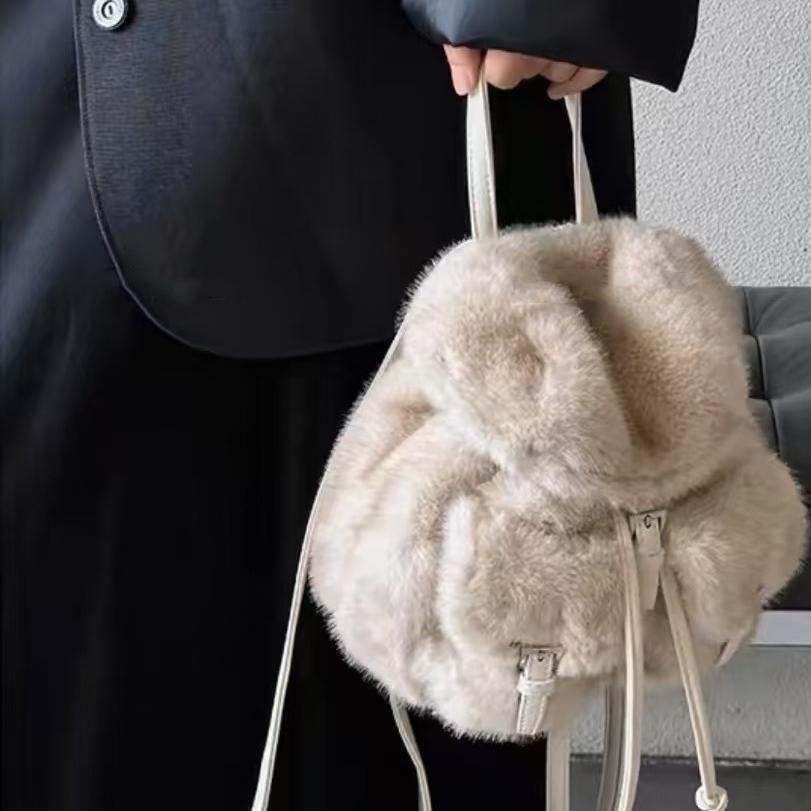 软糯毛绒双肩包降落伞小背包毛绒