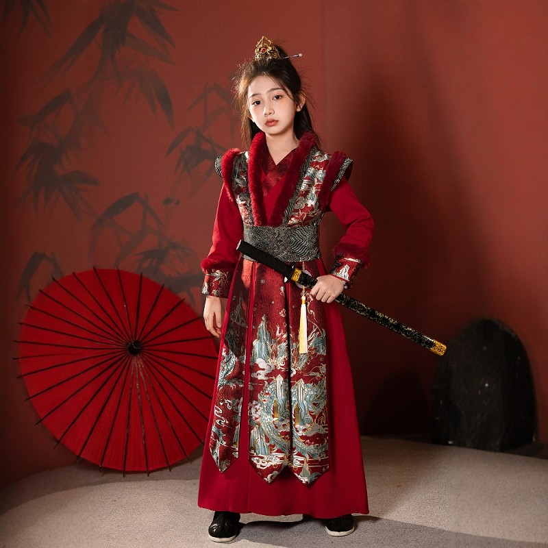 汉服冬季加绒加厚花木兰国学高端儿童古装书生侠客过年拜年服唐装,童装/婴儿装/亲子装,汉服,淘宝优惠券,粉丝福利购,淘宝优惠卷