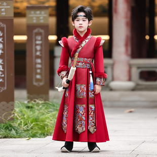 汉服男童冬季加绒加厚新款汉服公子哥儿童剑客中国风幼儿园演出服