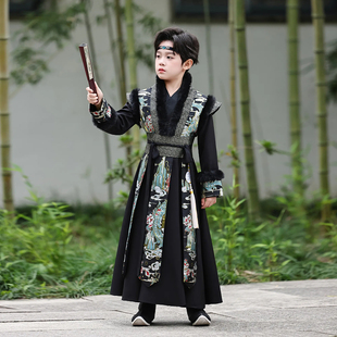 风盛郁冬季加绒加厚儿童汉服古装侠客公子哥古风中国风男童演出服