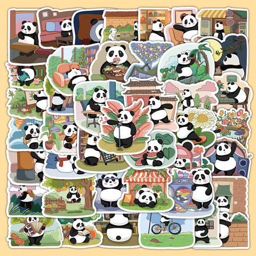 50张熊猫卡通贴纸ins风创意