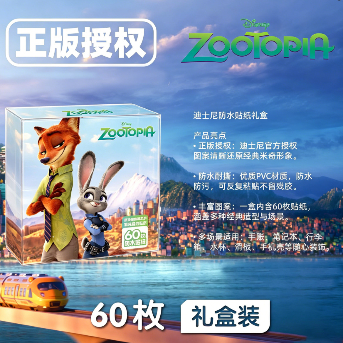 120张可爱疯狂动物城2贴纸爆款朱迪尼克温暖友谊卡通diy装饰贴画