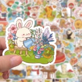 60张卡通小动物 一天贴纸创意可爱ins风装 饰手机壳diy贴兔子熊猫