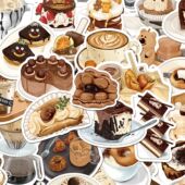 50张甜味下午茶ins风贴纸食物面包手机壳防水手账装 饰diy贴画