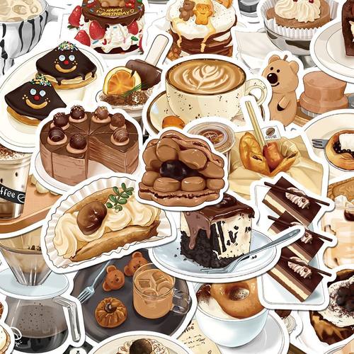 50张下午茶ins风防水贴纸