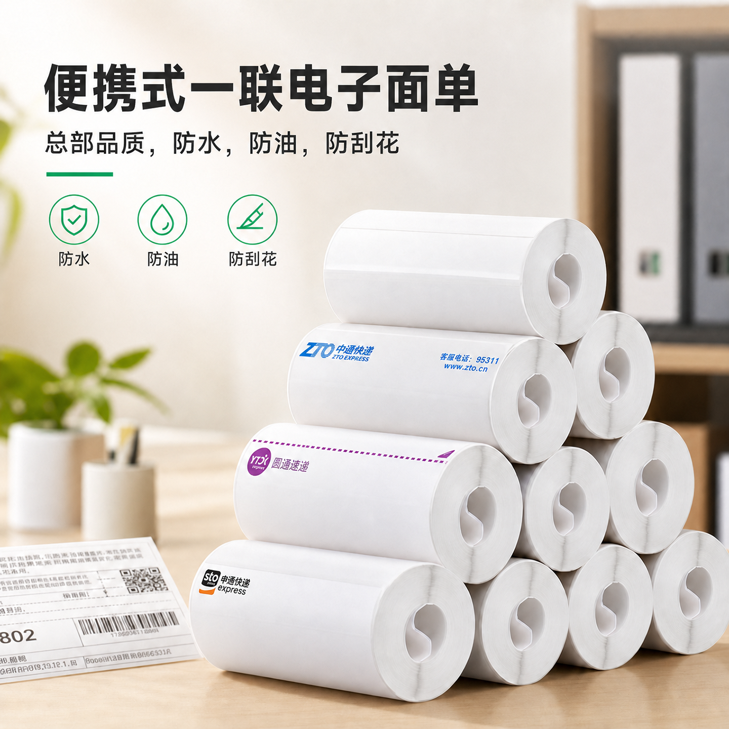 无芯卷纸热敏不干胶快递面单纸