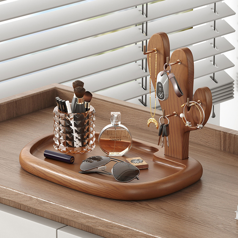 玄关置物架实木挂架桌面收纳盒