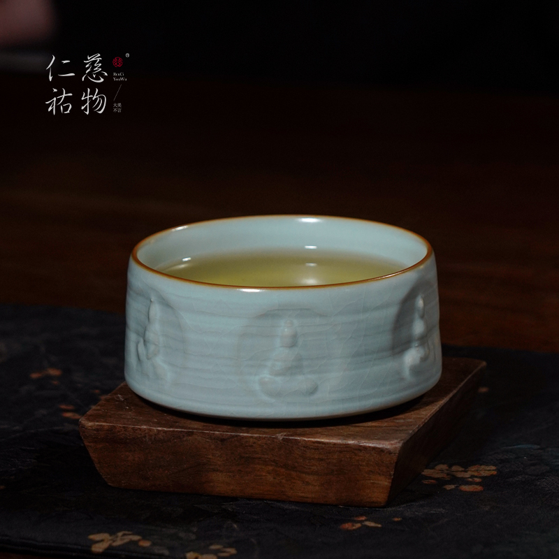 汝窑般若杯主人杯单杯覆古功夫茶杯陶瓷品茗杯汝瓷茶盏天青色茶具