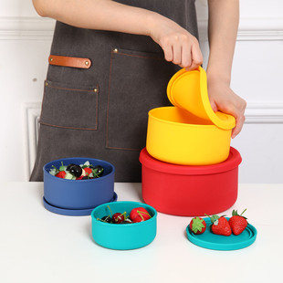 新款 家用冰箱硅胶保鲜盒 上班族便携便当盒食品级微波炉硅胶饭盒