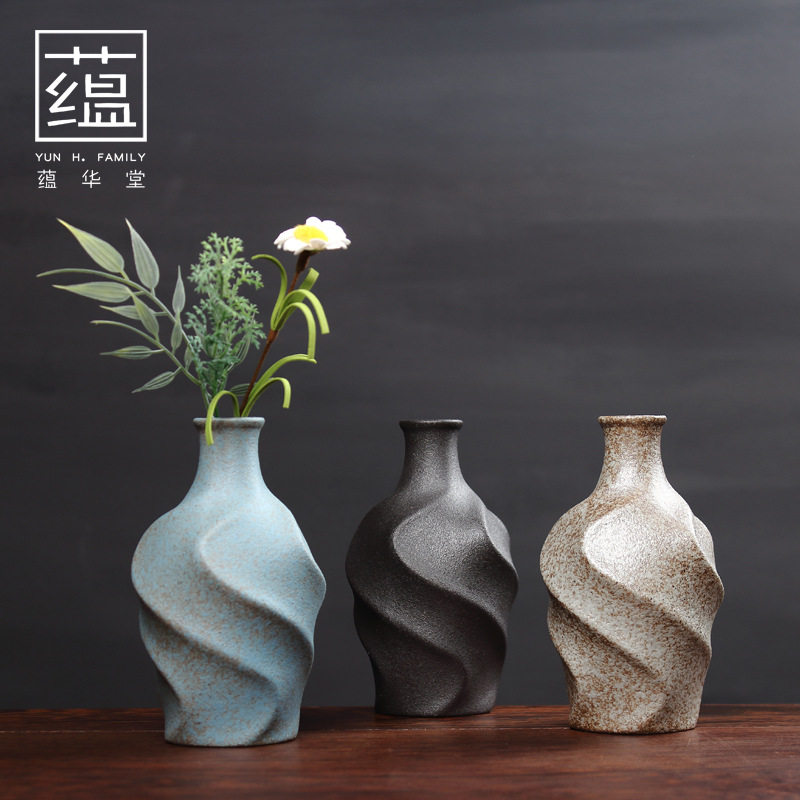 创意个性手工复古日式粗陶迷你小花插 陶瓷花瓶仿干花花插花瓶,家居饰品,壁饰,淘宝优惠券,粉丝福利购,淘宝优惠卷