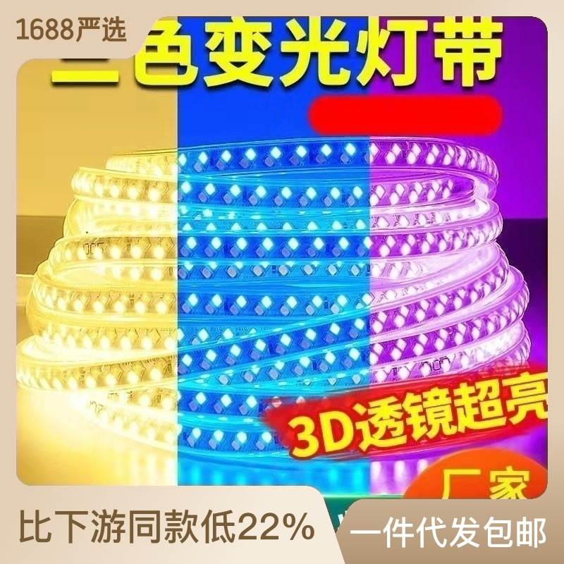 灯带led灯条三色变光家用变色客厅吊顶220V户外防水长条软LED灯带 家装灯饰光源 其它灯具灯饰 原图主图