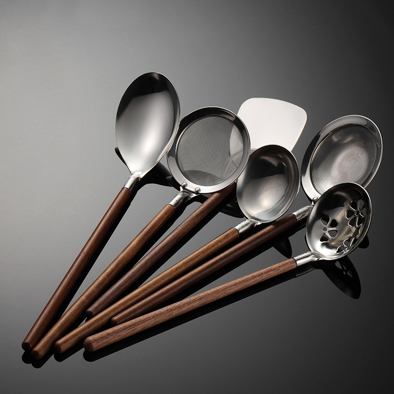 不锈钢日式胡桃木柄汤勺迷你小铲