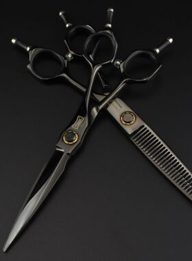 黑色 XMQ-02 高档 豹款美发剪刀理发剪平剪 刘海剪牙剪打薄剪