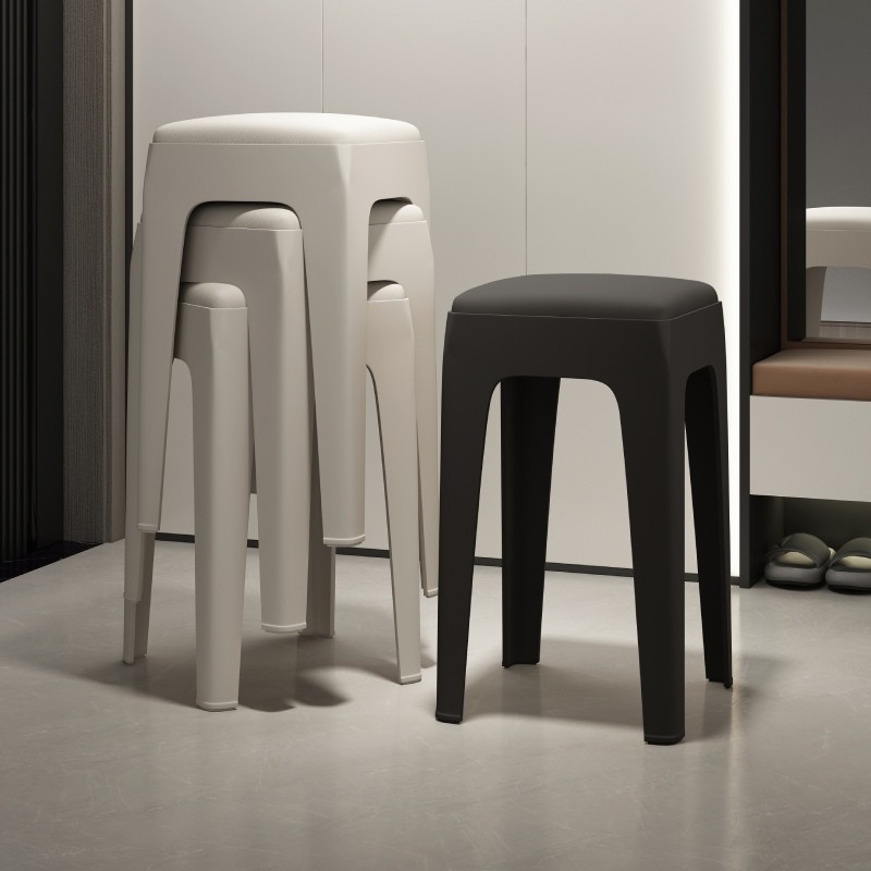 塑料凳子可叠放加厚家用软包现代