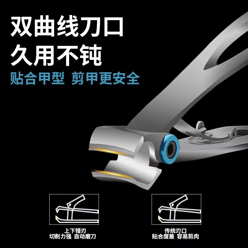 不锈钢镂空手柄粉末压铸大号平口指甲剪精工指甲钳修甲美甲指甲刀