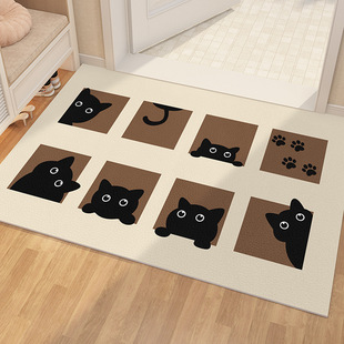 新款 卡通黑猫咪硅藻泥浴室地垫可爱吸水防滑速干脚垫耐脏玄关入