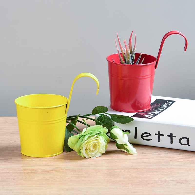 新款挂桶可拆卸挂钩花盆铁皮艺