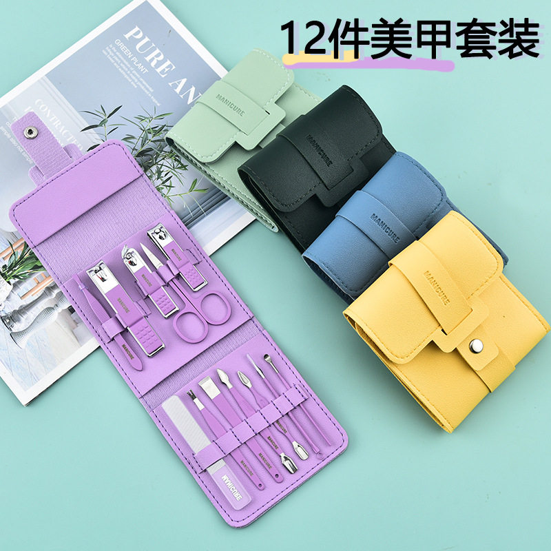 糖果系列12件套指甲刀指甲剪钳指甲锉修甲器修甲工具套装logo
