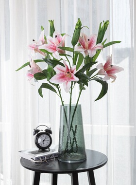 胶片香水百合手感婚庆工艺品假花仿真花家居装饰MW31579