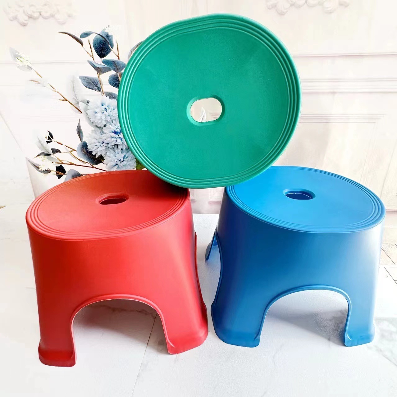 加厚塑料凳 家用浴室凳防滑儿童板凳欧式凳子 印刷LOGO礼品凳