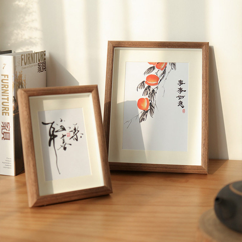 立体中空木质相框摆台6寸7寸8寸书法字画作品框a4a3装裱画框