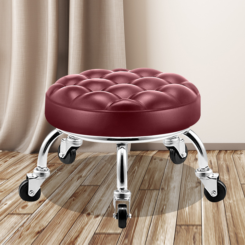 家用轮滑矮凳儿童学步凳可移动凳子成人带轮子圆凳板凳