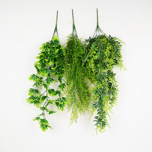 新款 仿真壁挂绿植波斯叶藤条人造悬挂蕨类植物假花塑料绿色藤蔓