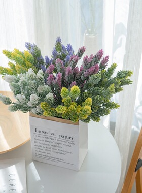 新款 松果草菠萝草仿真花家居装饰婚庆手捧花植物墙假花MW05555现