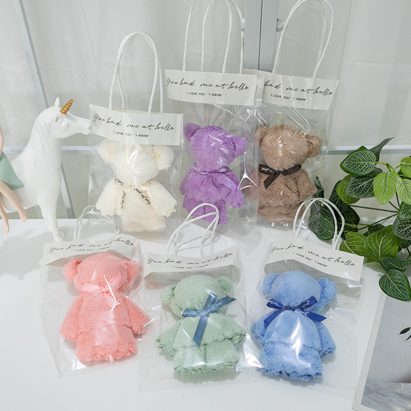 新款婚庆珊瑚绒小熊毛巾伴手礼