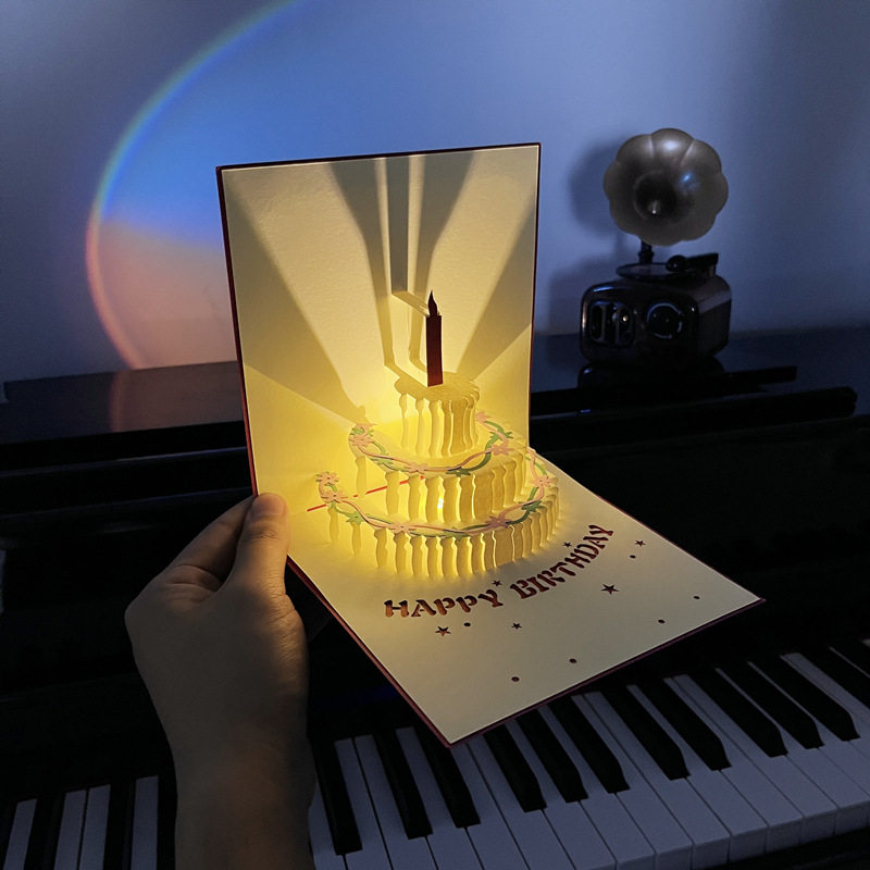 立体生日贺卡创意3d蛋糕音乐录图片