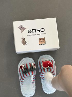 多巴胺棉拖鞋冬女款毛拖鞋月子鞋家居拖鞋毛毛绒保暖鞋防滑室内