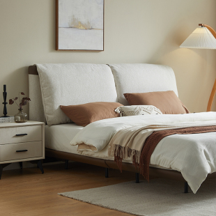 【国补15%】支吾舒云布艺床现代简约单双人床轻奢布艺床头实木床