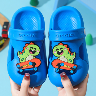 两穿宝宝包头超透气凉鞋 儿童洞洞鞋 男孩幼儿可爱恐龙镂空外穿一鞋