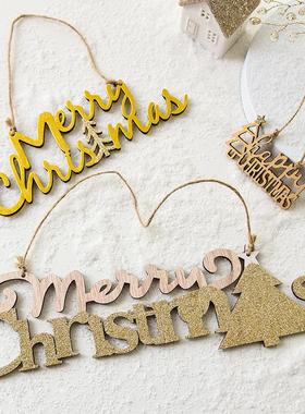 NUCHI跨境韩式木质christmas圣诞树字母牌挂件英文字母圣诞装饰品