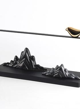 现代新中式风景山脉摆件茶室样板房禅意酒店玄关桌面微景观装饰品