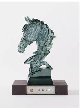 艺贝子轻奢办公室马头酒柜装饰品摆件中式客厅玄关软装家居装饰品