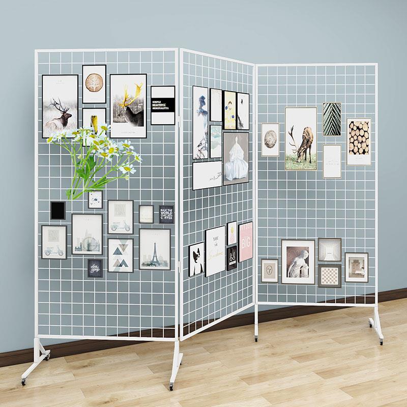 可移动折叠网格架书法绘画网格网片铁艺网架幼儿园画展作品展示架