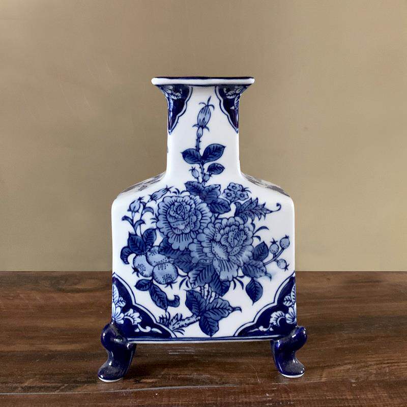 陶瓷器手绘仿古青花瓷花瓶摆件客厅插花中式家居装饰品