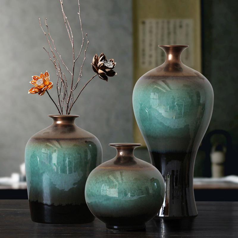 现代轻奢陶瓷花瓶酒柜软装饰品摆件北欧创意样板间客厅电视柜摆设