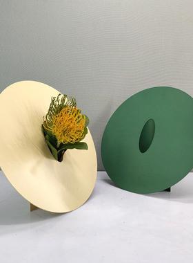 现代简约欧式轻奢金色几何拼接花器花插摆件样板房售楼处软装饰品