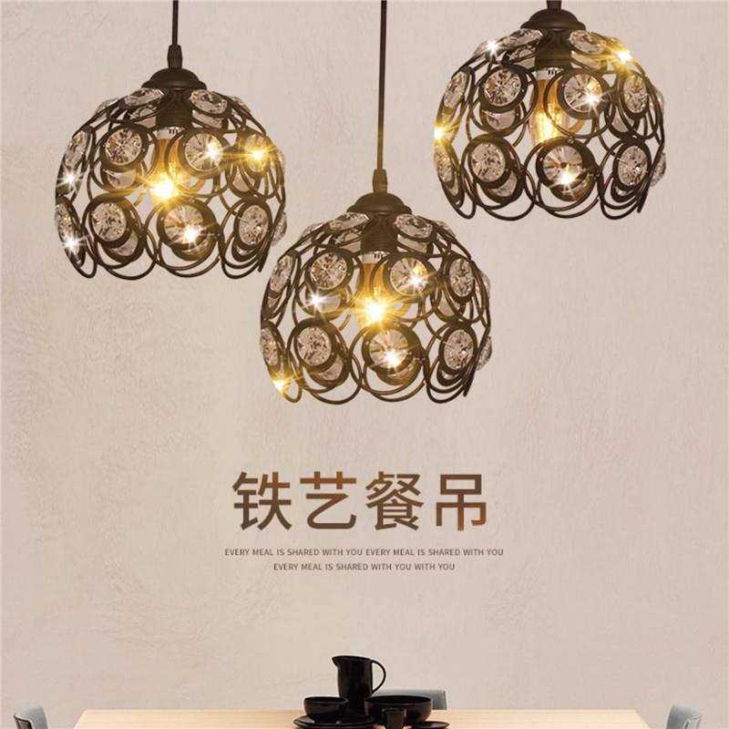 厂家直销现代简约美式饭厅餐桌灯创意蛋糕店吧台圆形水晶灯罩吊灯