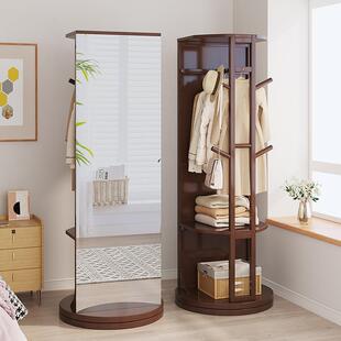 全身镜卧室镜子衣帽架挂衣架一体旋转穿衣镜家用简约可移动落地镜