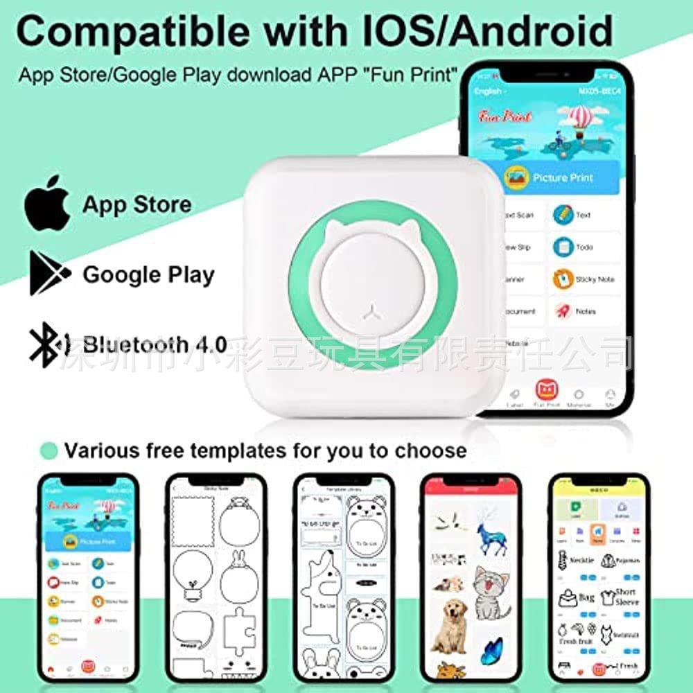 跨境便携式迷你打印机无线可连手机小型家用不干胶标签照片打印机